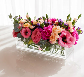 Vaso Acrílico Retangular 16 Furos 34 x 10 x 7 cm